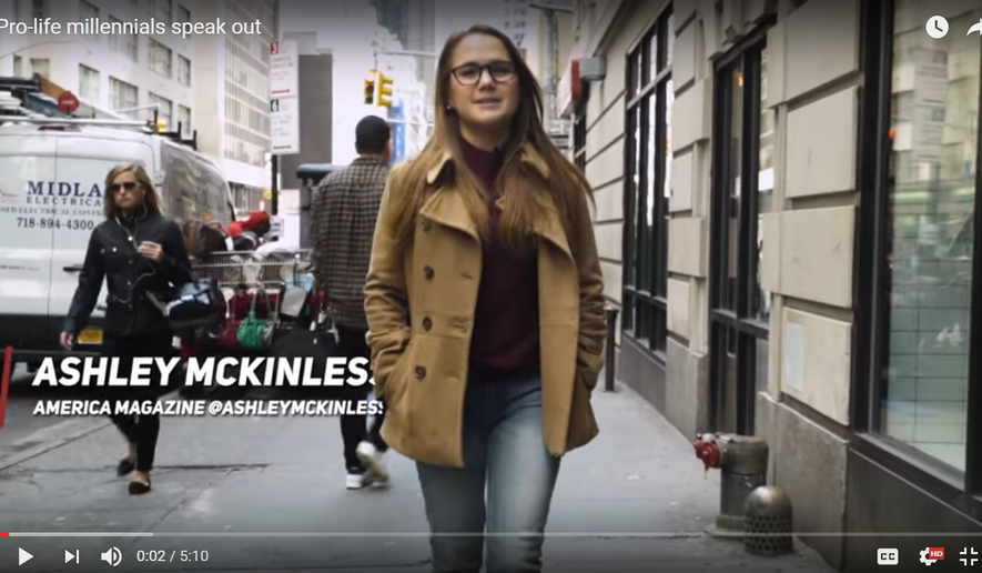 Screenshot from "Pro-Life Millennials Speak Out" video, by America Magazine.