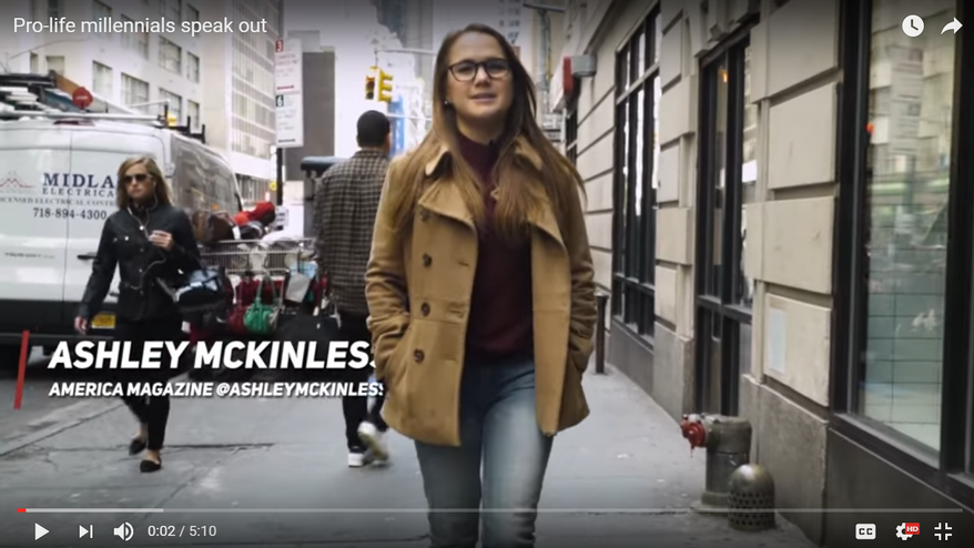Screenshot from "Pro-Life Millennials Speak Out" video, by America Magazine.