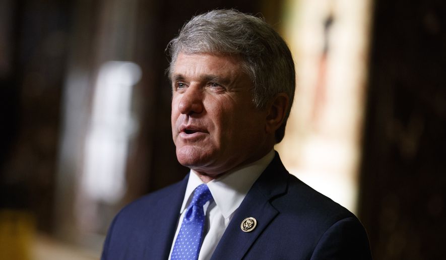 Rep. Michael McCaul, Texas Republican, talks with reporters after a meeting with President-elect Donald Trump at Trump Tower in New York on Nov. 29, 2016. (Associated Press) **FILE**