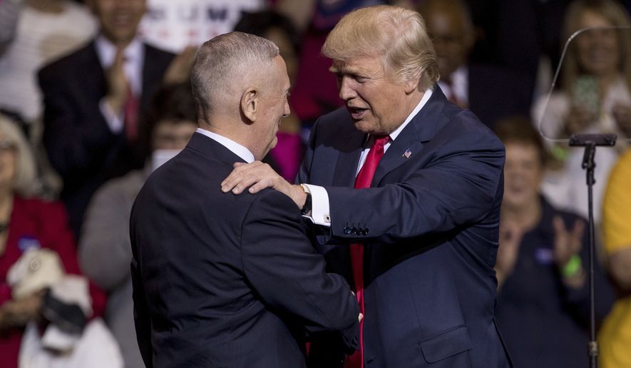 President-elect Donald Trump officially introduced retired Marine Corps Gen. James N. &quot;Mad Dog&quot; Mattis as his pick to run the Defense Department, saying he&#x27;ll oversee a revamp of the military that modernizes equipment even as it pulls back American commitments overseas. (Associated Press)