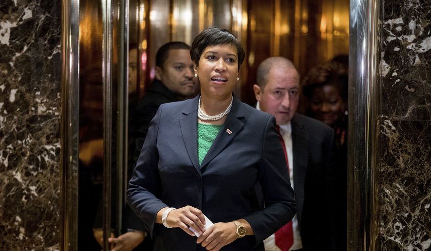 Washington Mayor Muriel Bowser departs the Trump Tower in New York, Monday, Dec. 6, 2016, after meeting with President-elect Donald Trump. (AP Photo/Andrew Harnik) ** FILE **