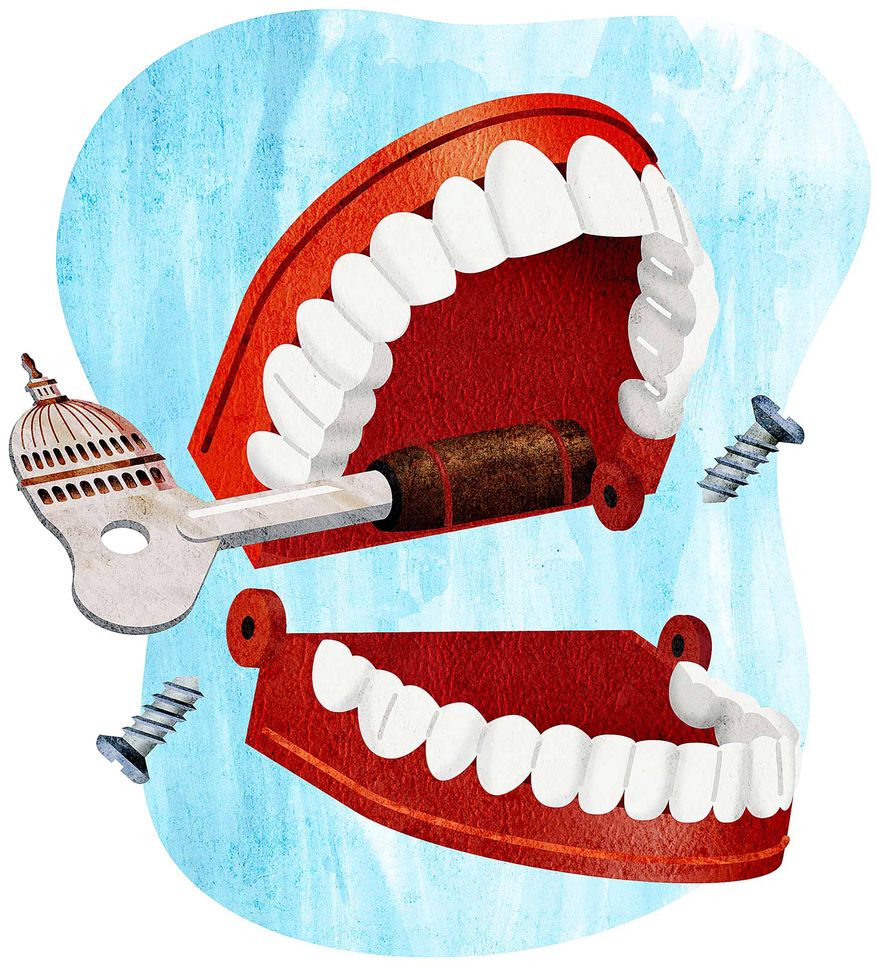 Chattering Filibuster Teeth Unhinged Illustration by Greg Groesch/The Washington Times