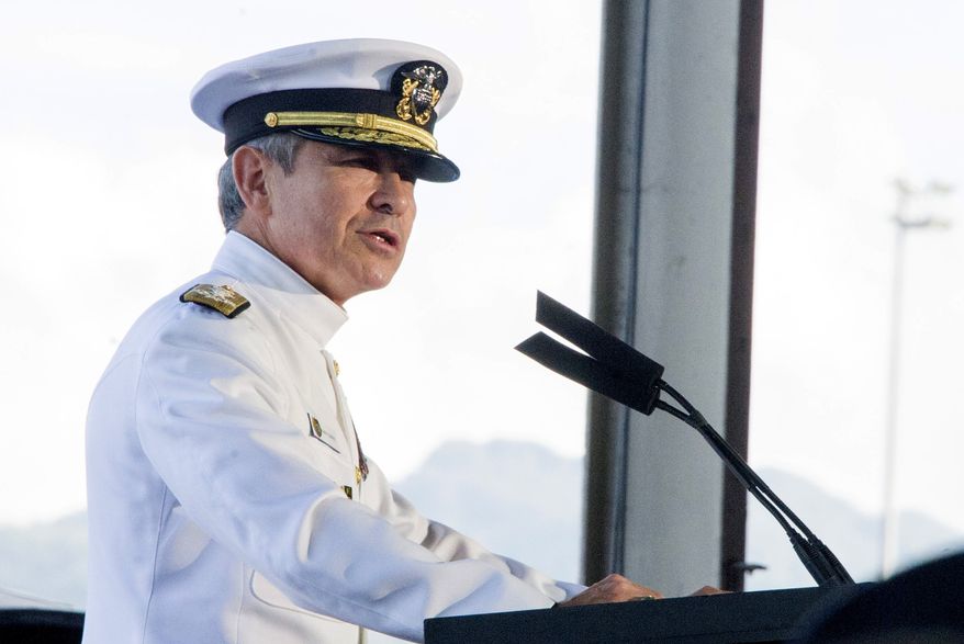 Adm. Harry Harris, commander, U.S Pacific Command, is rejecting China's rebranding of its "One Belt, One Road Initiative" to stop helping Beijing's propaganda and strategic messaging. (Associated Press/File)