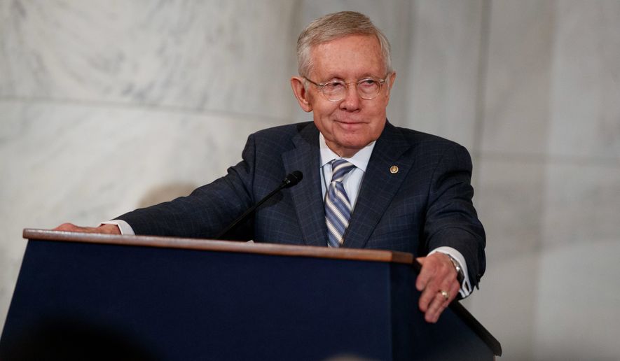 Sen. Harry Reid, the retiring Nevada Democrat who led the Senate Democrats for a dozen years, implored his party to stay strong in 2017. (Associated Press)