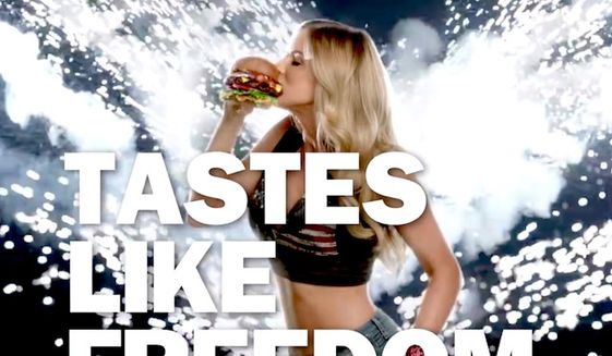 Hardee’s and Carl’s Jr. restaurants have regularly been criticized by activists groups over ads with scantily clad models eating hamburgers. (Facebook, Carl&#39;s Jr.)