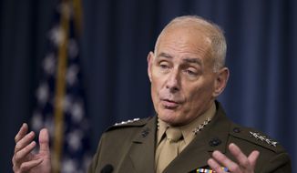In this photo taken Jan. 8, 2016, Gen. John Kelly speaks to reporters during a briefing at the Pentagon. President-elect Donald Trump is tapping another four-star military officer for his administration. He has picked Kelly to lead the Homeland Security Department, according to people close to the transition. (AP Photo/Manuel Balce Ceneta)