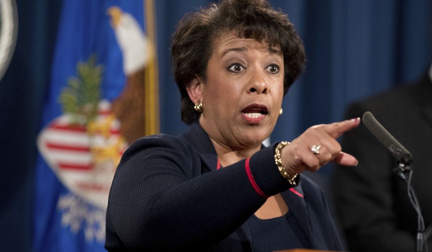 In this Sept. 22, 2016, file photo Attorney General Loretta Lynch takes a question during a news conference at the Justice Department in Washington. Lynch will visit a mosque in Virginia on Dec. 12 amid a sharp increase in hate crimes targeting Muslims. (AP Photo/Andrew Harnik, File)