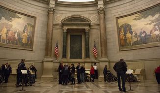 Military veterans visit the Rotunda of the National Archives in 2015, where they can view the original Declaration of Independence, U.S. Constitution, and Bill of Rights. Image courtesy of National Archives and Records Administration.