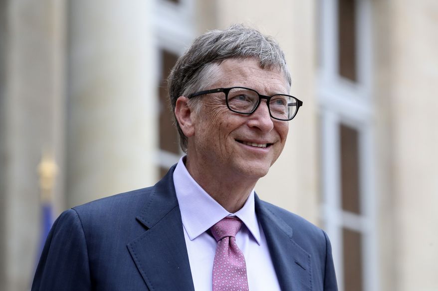 In this Monday, June 27, 2016, file photo, philanthropist and co-founder of Microsoft, Bill Gates, leaves after a meeting with France's President Francois Hollande at the Elysee Palace in Paris. Announced on Monday, Dec. 12, 2016, an international group of institutions and wealthy executives, including Gates and Alibaba’s Jack Ma, are committing $1 billion to an investment fund that will support emerging energy technologies with the goal of reducing greenhouse gas emissions. (AP Photo/Kamil Zihnioglu, File)