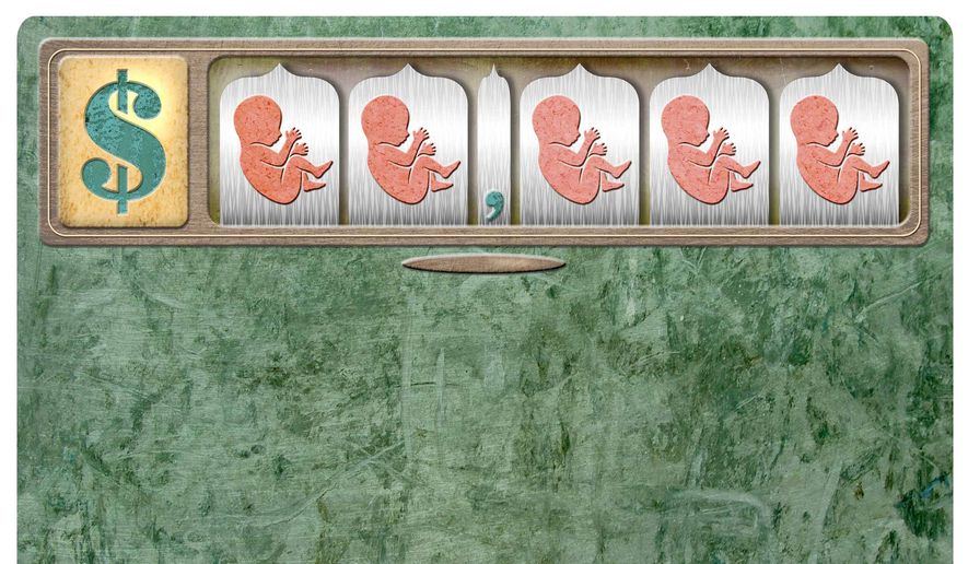 Sale of Aborted Body Parts Illustration by Greg Groesch/The Washington Times