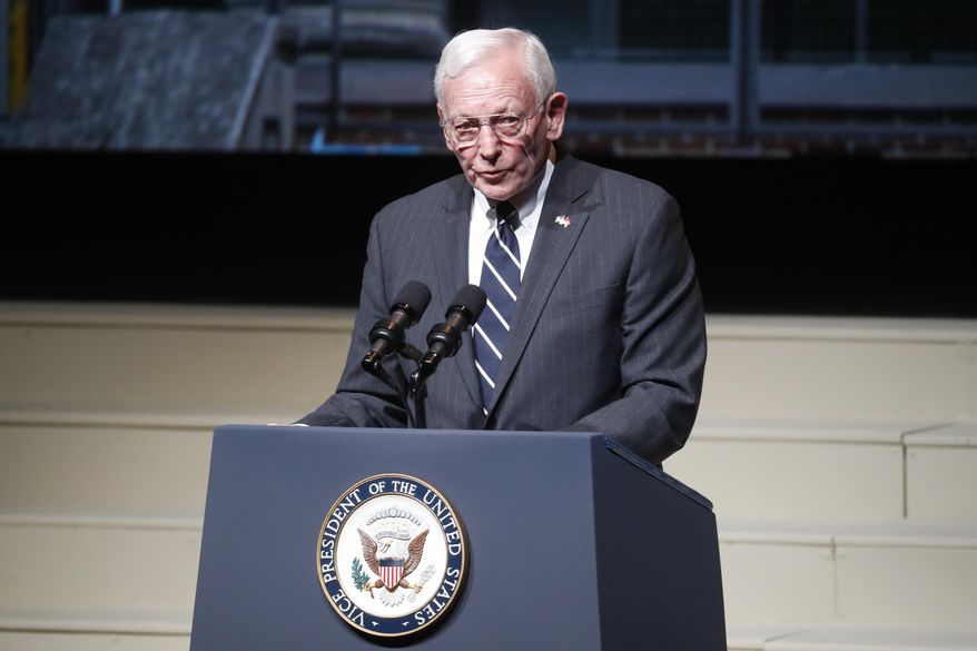 Gen. John Dailey, USMC (Ret.) speaks at the funeral of John Glenn at The Ohio State University, Saturday, Dec. 17, 2016, in Columbus, Ohio. Glenn, the famed astronaut, died Dec. 8 at age 95. (AP Photo/John Minchillo)