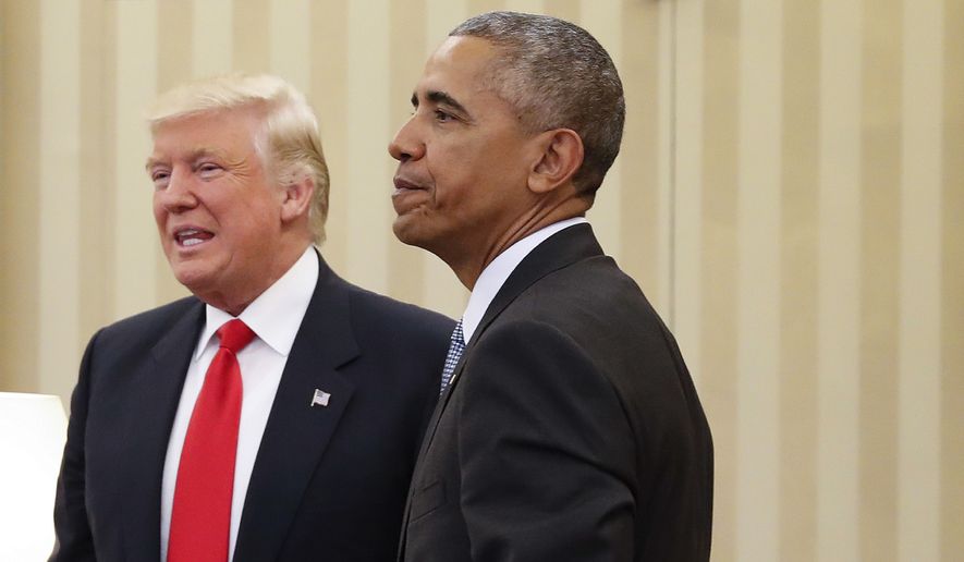 President Barack Obama meets with President-elect Donald Trump in the Oval Office of the White House in Washington on Nov. 10, 2016. (Associated Press) **FILE**