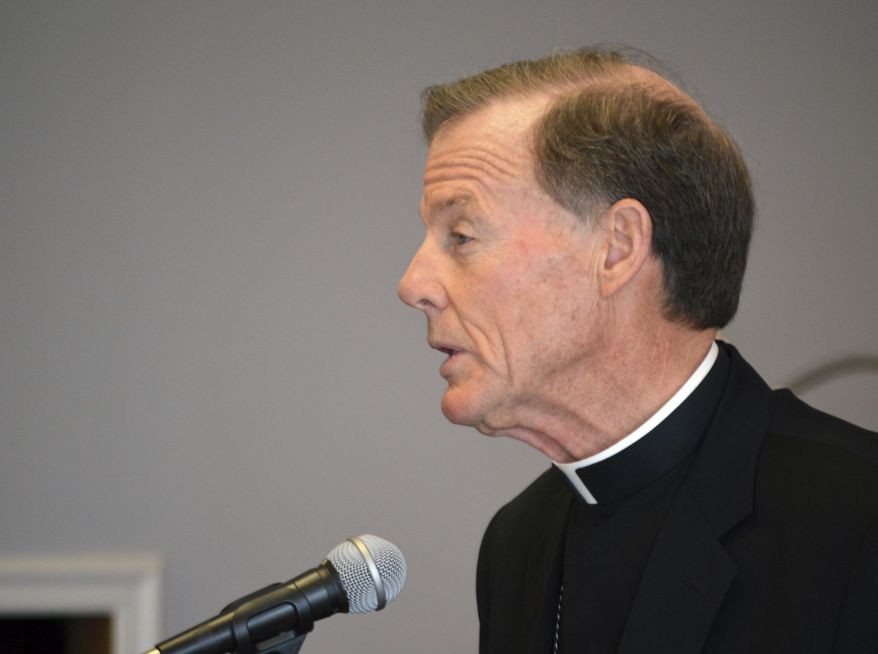 Santa Fe Archbishop John C. Wester speaks out against a proposed food tax in New Mexico at the Archdiocese of Santa Fe in Albuquerque, N.M., Tuesday, Dec. 20, 2016. A proposal to reinstate a food tax in New Mexico is drawing strong opposition from the Roman Catholic church and anti-poverty groups over concerns such a plan would raise grocery prices largely on the state's poor. (AP Photo/Russell Contreras)
