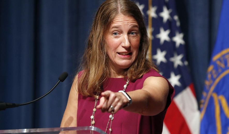 In this Oct. 19, 2016 photo, Health and Human Service (HHS) Secretary Sylvia Burwell speaks during a news conference at the HHS in Washington. The Obama administration says 6.4 million people have signed up so far this year for subsidized private insurance coverage through HealthCare.gov. Despite rising premiums, dwindling insurers, and a Republican vow to repeal “Obamacare,” enrollment is running ahead of last year’s pace. (AP Photo/Alex Brandon)