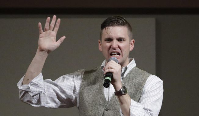 Richard Spencer, who leads a movement that mixes racism, white nationalism and populism, speaks at the Texas A&amp;amp;M University campus in College Station, Texas, in this Dec. 6, 2016, file photo. (AP Photo/David J. Phillip, File)