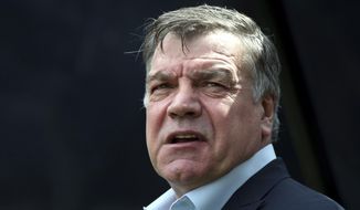 FILE - In this Sunday, May 24, 2015 file photo, Sam Allardyce waits at the start of the English Premier League soccer match between Newcastle United and West Ham United&#39;s at St James&#39; Park, Newcastle, England. Former England manager Sam Allardyce has arrived at Crystal Palace’s training ground and says he will “complete talks” with the club’s chairman regarding its managerial vacancy. Allardyce is the favorite to take over at Palace following the firing of Alan Pardew on Thursday Dec. 22, 2016. (AP Photo/Scott Heppell, file)