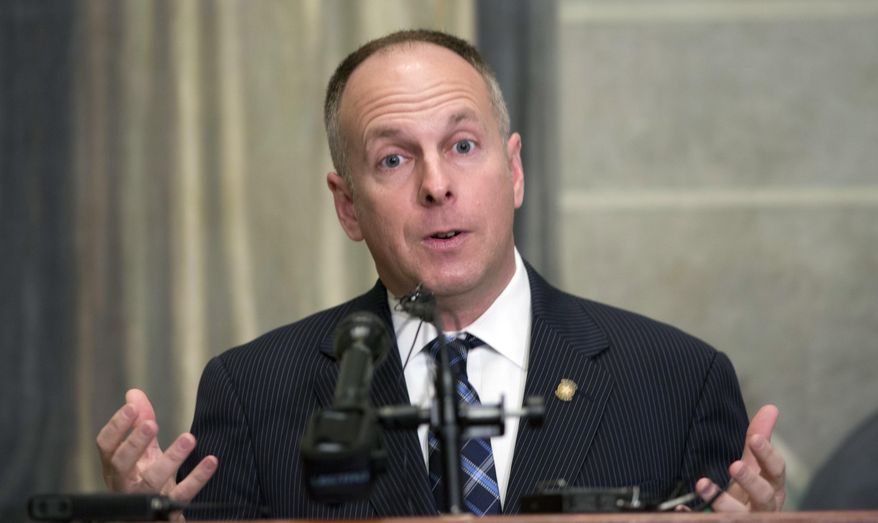FILE - In this Jan. 28, 2016, file photo, Oklahoma House Speaker Rep. Jeff Hickman, R-Fairview, talks to the media at the state Capitol in Oklahoma City. A sexual harassment complaint against Republican state lawmaker Dan Kirby was settled without the representative's knowledge or input, attorneys for the Oklahoma House said Friday Dec. 23, 2016. According to a statement by attorney Courtney Warrington, who said it was approved by then-House Speaker Jeff Hickman and House leaders and that there was no admission of wrongdoing.(AP Photo/J Pat Carter File)