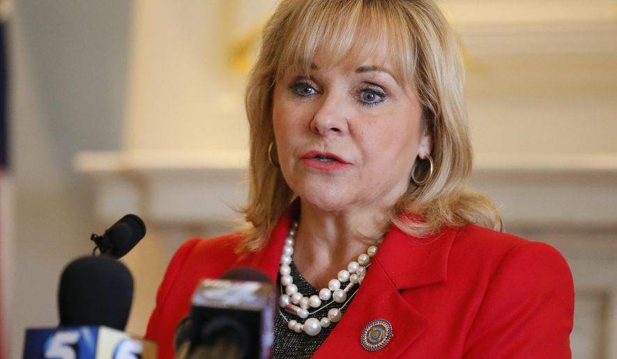FILE - In this Sept. 13, 2016 file photo, Oklahoma Gov. Mary Fallin speaks at a news conference in Oklahoma City. Oklahoma lawmakers returning to the Capitol in February, 2017, will face some familiar problems: crowded public schools with teachers desperate for a pay raise, overcrowded prisons and dozens of other cash-strapped agencies that have cut services to the bone. But also staring them in the face will be a hole in the budget estimated to be nearly $870 million, or about 12 percent of state spending, resulting from slumping energy prices and years of tax cuts. (AP Photo/Sue Ogrocki File)