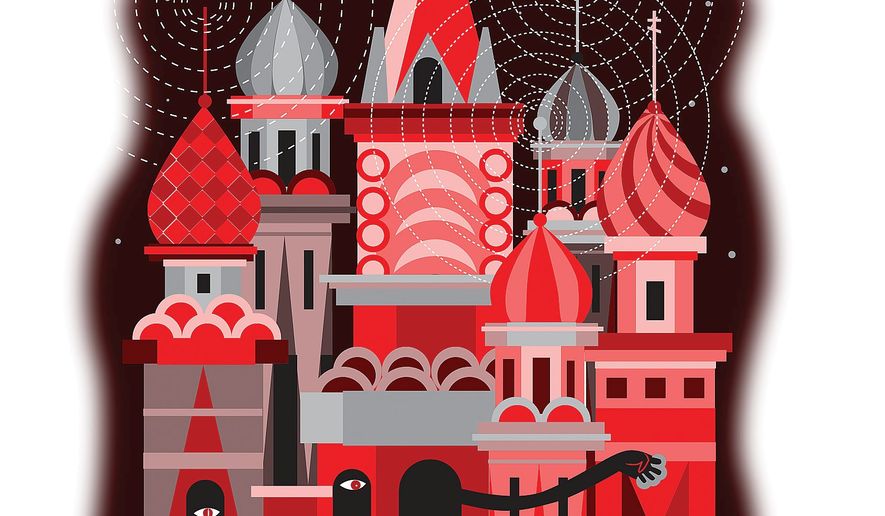 Illustration on Kremlin deception by Linas Garsys/The Washington Times