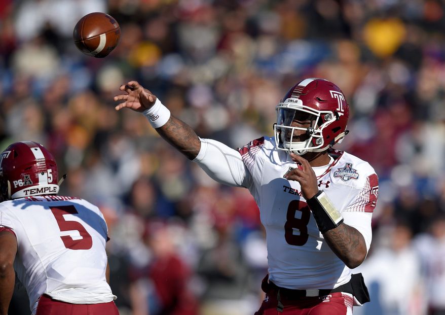 Quarterback Phillip Walker owns Temple's record for wins by a starting quarterback — 28, including seven straight. Temple faces Wake Forest Tuesday in the Military Bowl. (Associated Press)