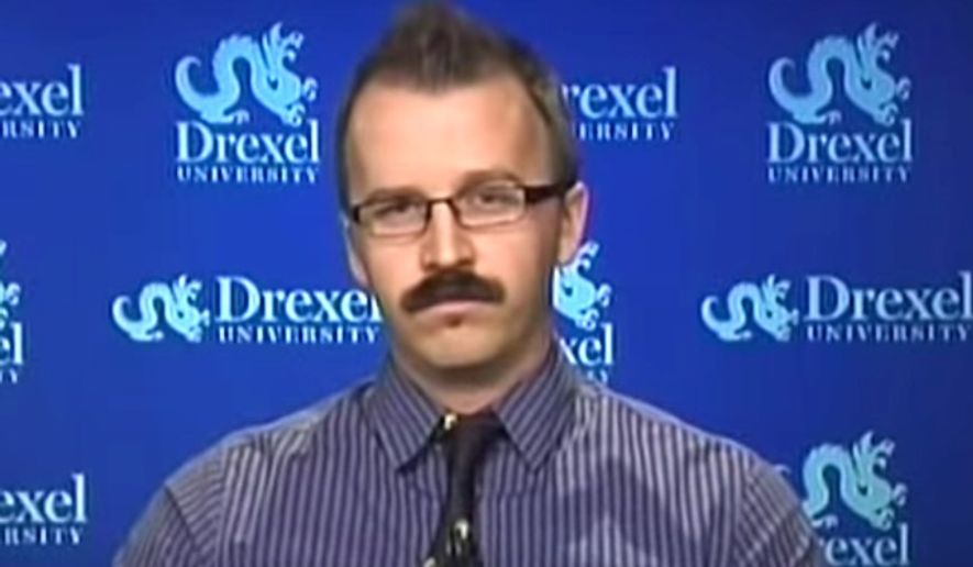 George Ciccariello-Maher, formerly an associate professor of political science at Drexel University, tweeted on Dec. 25, 2016, that he wished for a &quot;white genocide.&quot; On January 1, 2018, Mr. Ciccariello-Maher announced he had been hired by New York University as a visiting scholar at the school&#39;s Hemispheric Institute of Performance and Politics. (MSNBC screenshot) **FILE**