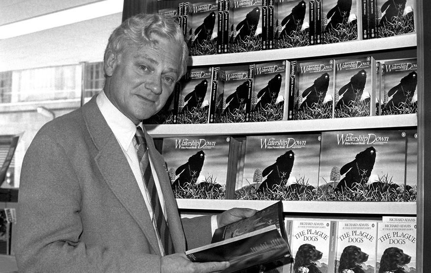 FILE - In this Oct. 18, 1978 file photo author Richard Adams poses for a photograph. The daughter of British author Richard Adams, whose 1972 book "Watership Down" became a classic of children's literature, says her father has died at age 96. Juliet Johnson told The Associated Press on Tuesday, Dec. 27, 2016 that Adams died on Christmas Eve. (PA Photo via AP)