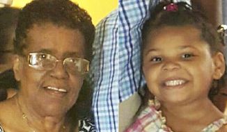 This combination of photos released by the Hamilton Police Department in New Jersey shows Barbara Briley, left, and her 5-year-old great-granddaughter La&#x27;Myra Briley. Officers scoured hotels, businesses, rest areas and trucks stops across a large swath of Virginia in the search for the pair, who vanished during a holiday road trip to see family. (Hamilton Police Department via AP)