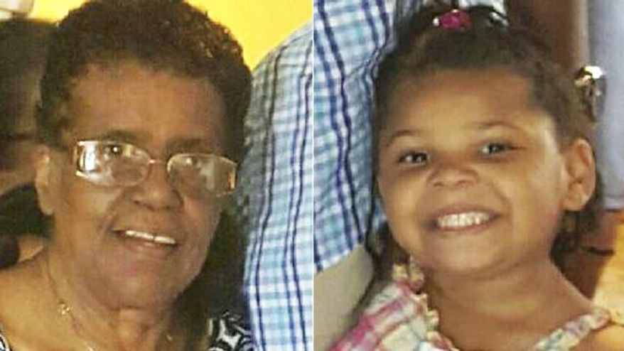 This combination of photos released by the Hamilton Police Department in New Jersey shows Barbara Briley, left, and her 5-year-old great-granddaughter La&#x27;Myra Briley. Officers scoured hotels, businesses, rest areas and trucks stops across a large swath of Virginia in the search for the pair, who vanished during a holiday road trip to see family. (Hamilton Police Department via AP)