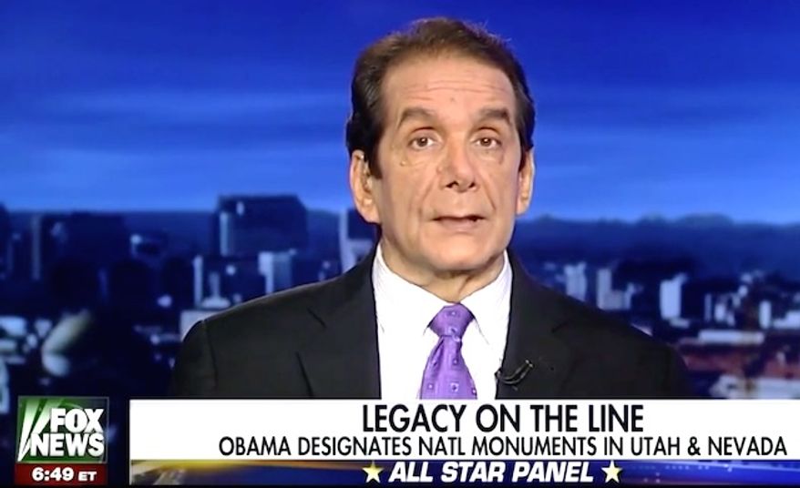 Fox News contributor Charles Krauthammer told panelists on Dec. 29, 2016, that new sanctions issued against Russia stem from President Obama seeing himself as a &quot;god hovering over the country.&quot; (Fox News screenshot)