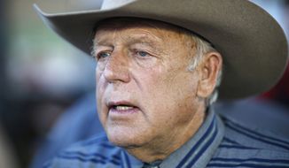 Supporters of cattleman and anti-federal figure Cliven Bundy are protesting a presidential decision to give national monument protection to public land where Bundy grazes cows near his southern Nevada ranch. (Associated Press)