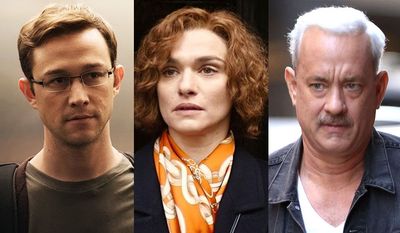 Joseph Gordon-Levitt as Edward Snowden in &quot;Snowden,&quot; Tom Hanks as Capt. Chesley Sullenberger in &quot;Sully&quot; and Rachel Weisz as Deborah Lipstadt in &quot;Denial,&quot; all available on Blu-ray.