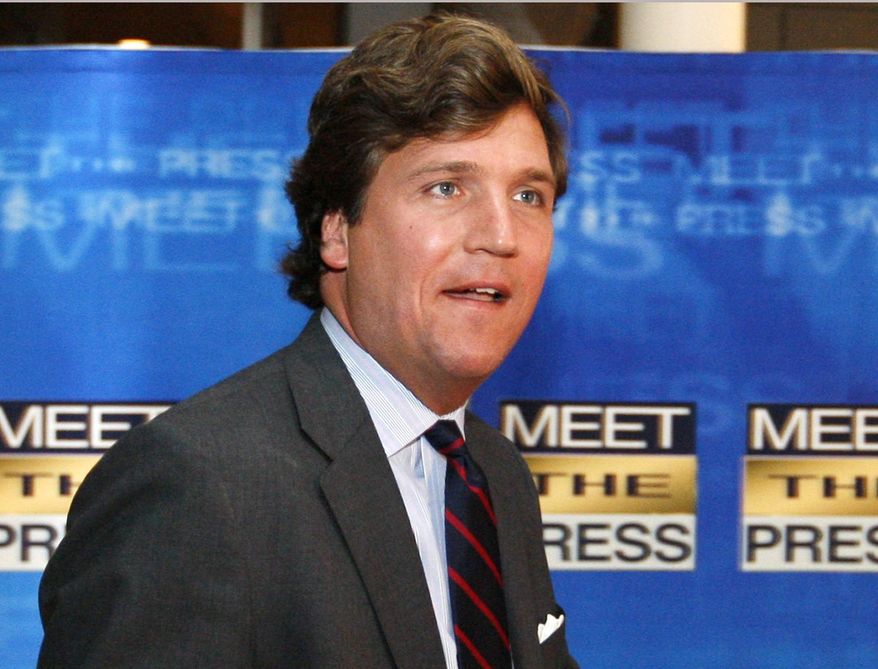 In this Nov. 17, 2007, file photo, political commentator Tucker Carlson arrives for the 60th anniversary celebration of NBC&#39;s &quot;Meet the Press&quot; at the Newseum in Washington. (AP Photo/Charles Dharapak, File)