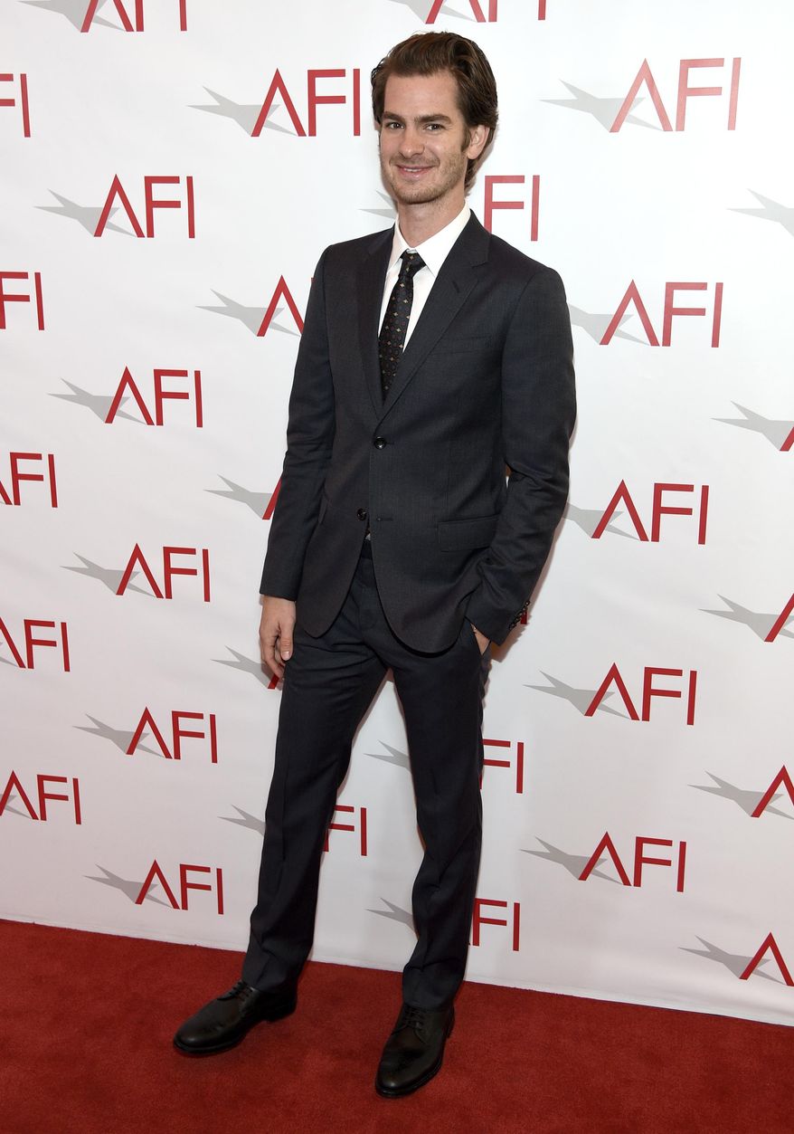 Andrew Garfield arrives at the AFI Awards at the Four Seasons Hotel on Friday, Jan. 6, 2017, in Los Angeles. (Photo by Chris Pizzello/Invision/AP)