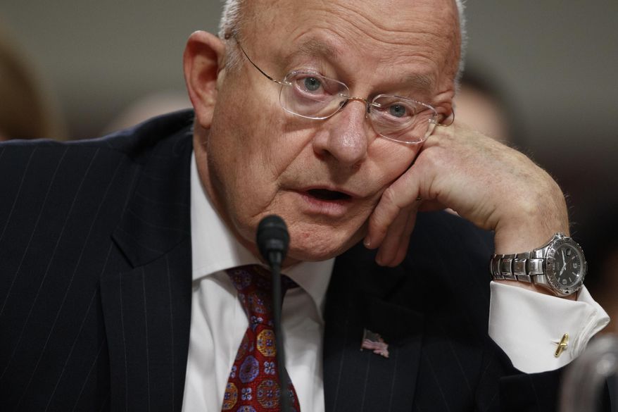 Director of National Intelligence James Clapper testifies on Capitol Hill in Washington, Thursday, Jan. 5, 2017, before the Senate Armed Services Committee hearing: "Foreign Cyber Threats to the United States." (AP Photo/Evan Vucci)