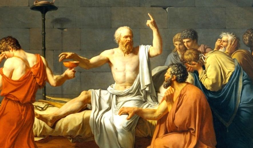 &quot;The Death of Socrates,&quot; by Jacques-Louis David, 1787. (History screenshot)