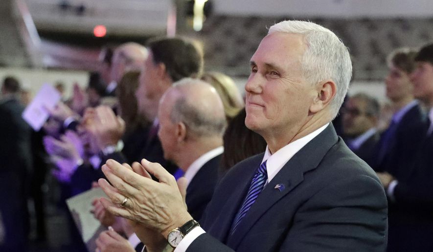 Vice President-elect Mike Pence applauds during the inaugural ceremony for Indiana&#39;s statewide office holders, Monday, Jan. 9, 2017, in Indianapolis. (AP Photo/Darron Cummings, Pool) ** FILE **