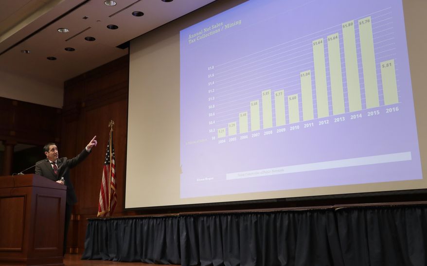 Texas State Comptroller Glenn Hegar speaks during a news conference where he released his biennial revenue estimate that will be used to set Texas budget for the upcoming legislative session , Monday, Jan. 9, 2017, in Austin, Texas. (AP Photo/Eric Gay)
