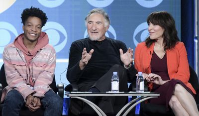 Jermaine Fowler, from left, Judd Hirsch and Katey Sagal attend the "Superior Donuts" panel at The CBS portion of the 2017 Winter Television Critics Association press tour on Monday, Jan. 9, 2017, in Pasadena, Calif. (Photo by Richard Shotwell/Invision/AP)