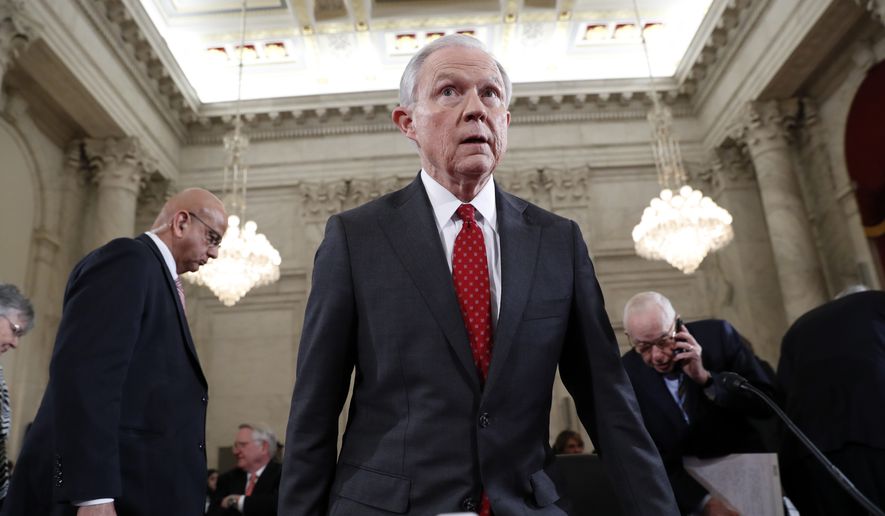 Attorney General-designate, Sen. Jeff Sessions, R-Ala., takes his seat on Capitol Hill in Washington, Tuesday, Jan. 10, 2017, after a break in his confirmation hearing before the Senate Judiciary Committee. (AP Photo/Alex Brandon)