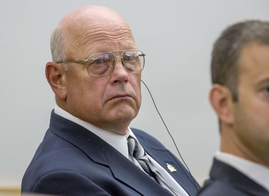 FILE - In a Wednesday, June 15, 2016 file photo, Vermont state Sen. Norman McAllister sits in court during the first day of his trial on two counts of sexual assault, in St. Albans, Vt. McAllister, the former Vermont lawmaker accused of forcing a woman to have sex for rent, has agreed to a plea deal Tuesday, Jan. 10, 2017, and faces possible prison time. (Gregory J. Lamoureux/County Courier via AP, Pool, File)