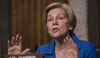 Sen. Elizabeth Warren, Massachusetts Democrat and a fierce critic of Donald Trump, has been interrogating some of his Cabinet nominees on Capitol Hill. (Associated Press)