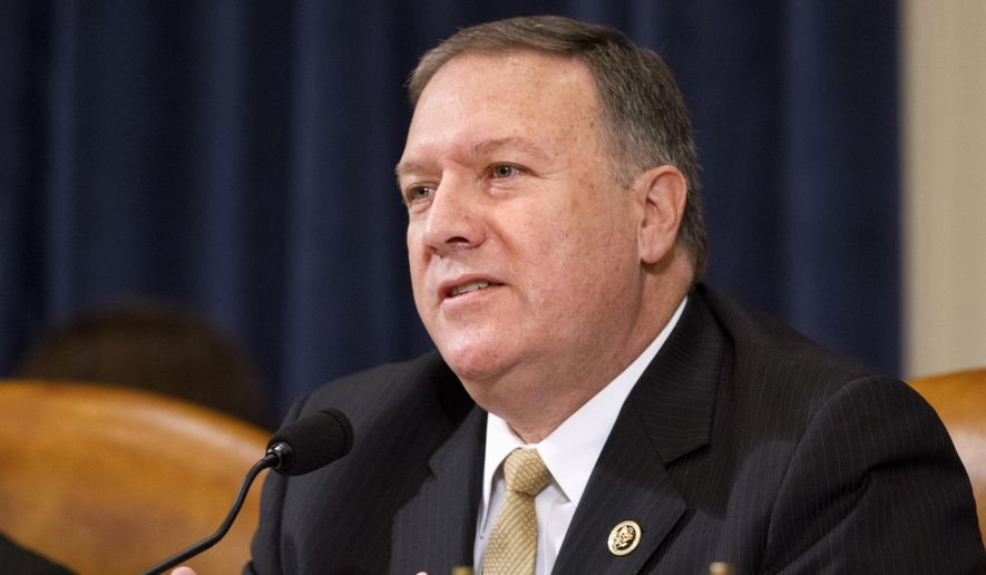 In this Oct. 22, 2015, file photo, Rep. Mike Pompeo, R-Kan., speaks on Capitol Hill in Washington. Donald Trump’s pick to run the CIA faces a Senate confirmation hearing amid a testy standoff between the president-elect and the spy community. (AP Photo/Jacquelyn Martin, File)