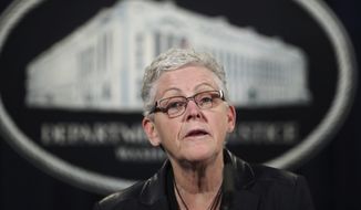 Then-Environmental Protection Agency Administrator (EPA) Gina McCarthy speaks during a news conference at the Justice Department in Washington, Wednesday, Jan. 11, 2017, to discuss Volkswagen emissions. (AP Photo/Manuel Balce Ceneta) ** FILE **