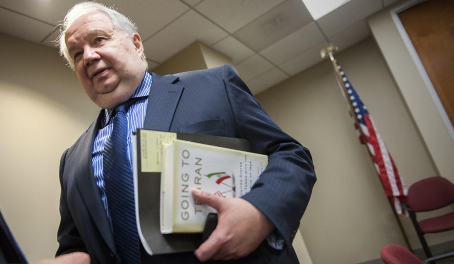 In this Sept. 6, 2013, file photo, Russia&#x27;s ambassador to the U.S., Sergey Kislyak, speaks with reporters in Washington. (AP Photo/Cliff Owen, File)