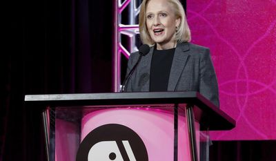 President and CEO Paula Kerger speaks at the PBS Executive Session at the 2017 Television Critics Association press tour on Sunday, Jan. 15, 2017, in Pasadena, Calif. (Photo by Willy Sanjuan/Invision/AP)