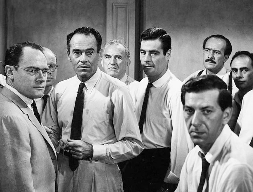 12 Angry Men is a 1957 American noir courtroom drama film adapted from a teleplay of the same name by Reginald Rose. Written and co-produced by Rose himself and directed by Sidney Lumet, this trial film tells the story of a jury made up of 12 men as they deliberate the guilt or acquittal of a defendant on the basis of reasonable doubt. In the United States, a verdict in most criminal trials by jury must be unanimous. The film is notable for its almost exclusive use of one set: out of 96 minutes of run time, only three minutes take place outside of the jury room.12 Angry Men explores many techniques of consensus-building, and the difficulties encountered in the process, among a group of men whose range of personalities adds intensity and conflict. No names are used in the film: the jury members are identified by number until two of them exchange names at the very end, the defendant is referred to as "the boy", and the witnesses as "the old man" and "the lady across the street". In 2007, the film was selected for preservation in the United States National Film Registry by the Library of Congress as being "culturally, historically, or aesthetically significant". The film was selected as the second-best courtroom drama ever by the American Film Institute during their AFI's 10 Top 10 list