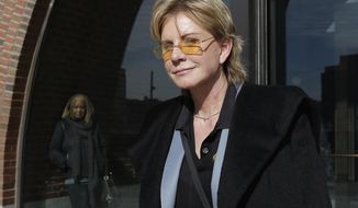 FILE - In a Thursday, Feb. 7, 2013 file photo, author Patricia Cornwell leaves federal court in Boston, after she took the stand in her lawsuit against her former financial management company. Cornwell settled a lawsuit Tuesday, Jan. 17, 2017, against her former business managers, avoiding a second trial for a case that dates to 2009. The author had claimed the New York accounting firm Anchin, Block &amp;amp; Anchin LLP was negligent in handling her finances and cost her millions in losses or unaccounted for revenue. (AP Photo/Steven Senne, File)