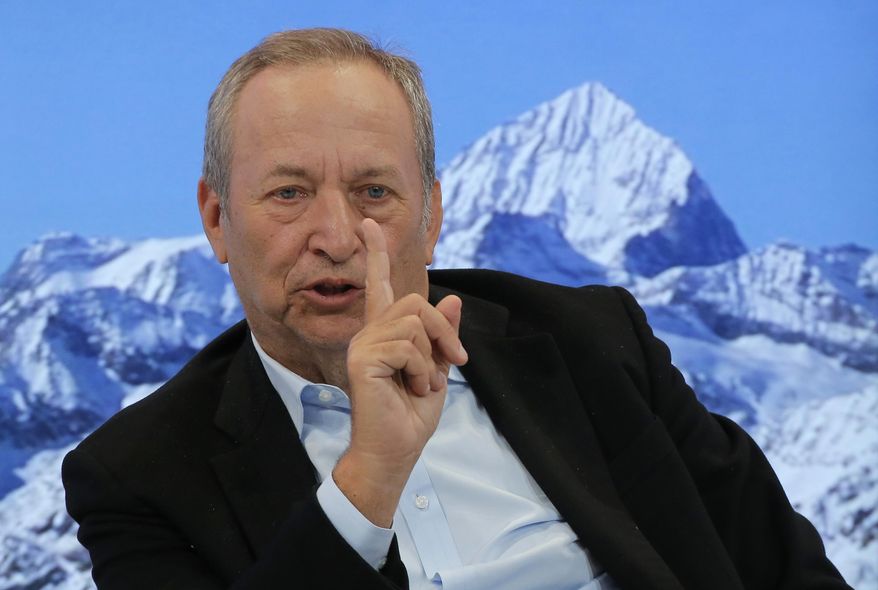 U.S. economist Larry Summers speaks during a panel on the second day of the annual meeting of the World Economic Forum in Davos, Switzerland, Wednesday, Jan. 18, 2017. (AP Photo/Michel Euler) ** FILE **