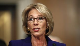Education Secretary-designate Betsy DeVos testifies on Capitol Hill in Washington, Tuesday, Jan. 17, 2017, at her confirmation hearing before the Senate Health, Education, Labor and Pensions Committee. (AP Photo/Carolyn Kaster)