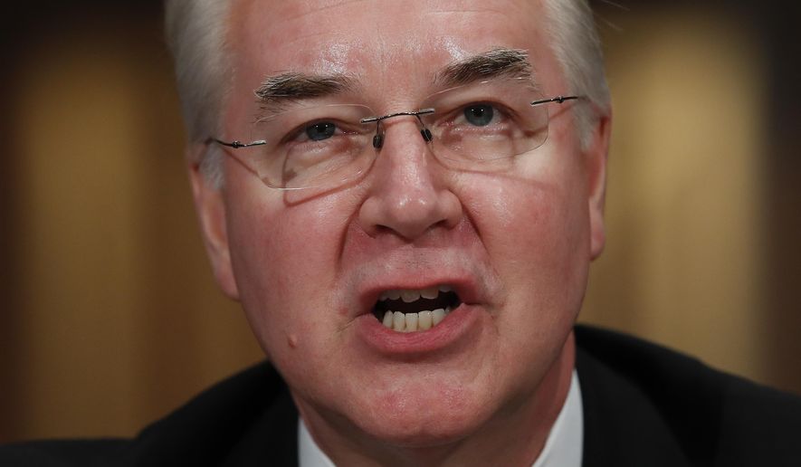 Health and Human Services Secretary-designate, Rep. Tom Price, R-Ga. testifies on Capitol Hill in Washington, Wednesday, Jan. 18, 2017, at his confirmation hearing before the Senate Health, Education, Labor and Pensions Committee. (AP Photo/Carolyn Kaster)